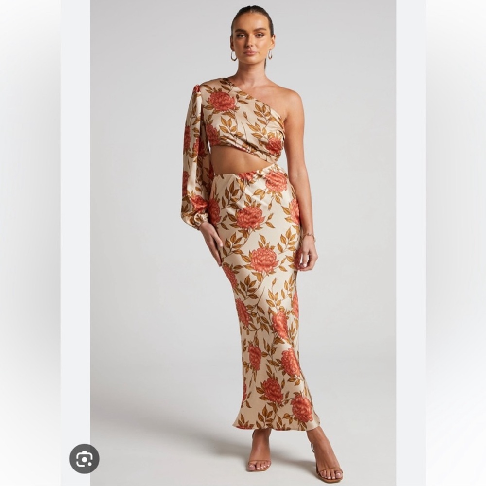 Showpo one shoulder floral maxi dress